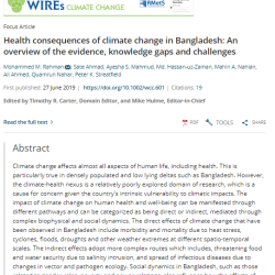 Health consequences of climate change in Bangladesh: An overview of the evidence, knowledge gaps and challenges. 